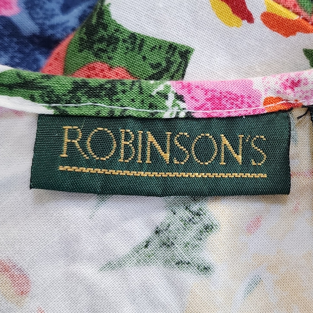 Vintage Robinsons milkmaid dress bright floral sleeveless dress size medium - Picture 8 of 16